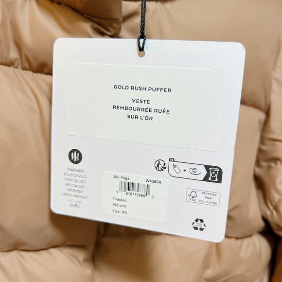 Alo Yoga Gold Rush Puffer Toasted Almond XS NWT - Picture 7 of 7